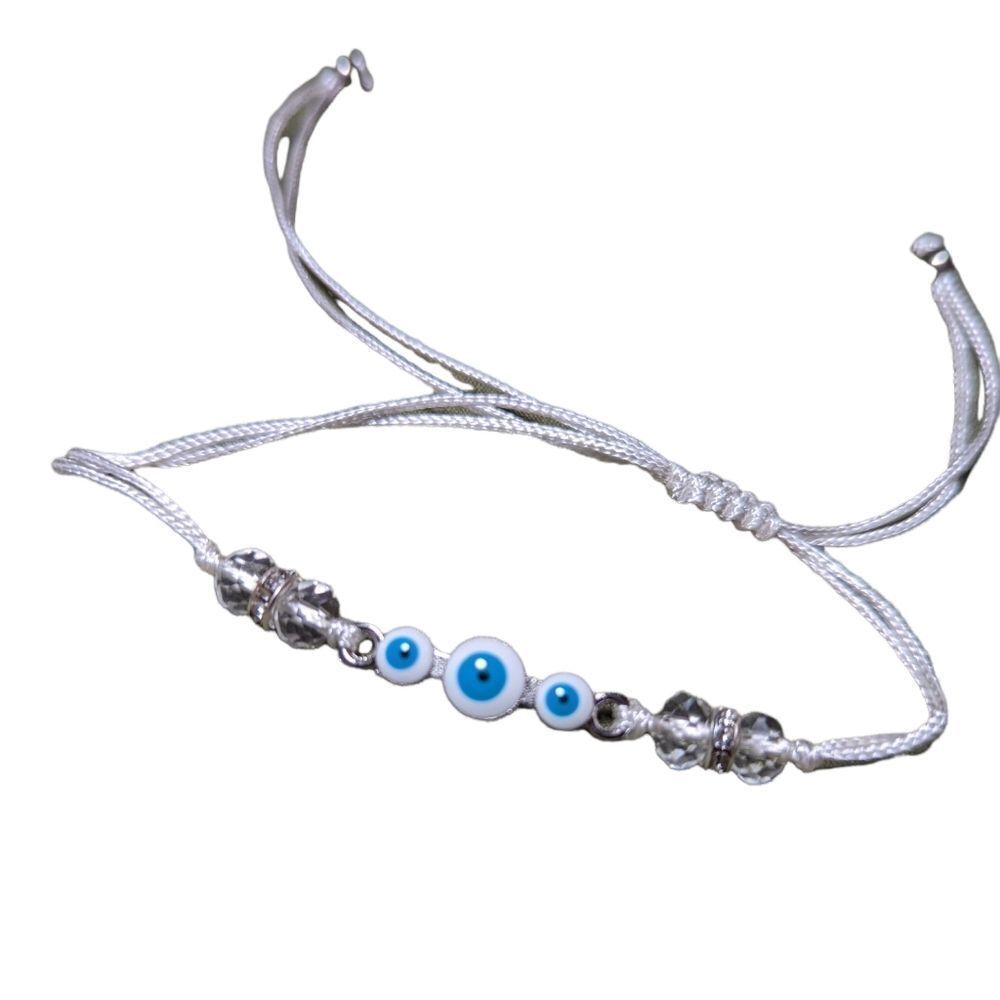 Adult/Kids - White Handmade String Evil Eye Bracelet